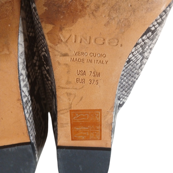 VINCE Baxley Snake Embossed Leather Slip On Mule in Taupe size 7.5 M - Picture 9 of 10